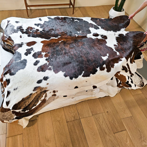 Tricolor Cowhide Rug Size 7'8" L x 7'0" W 9311