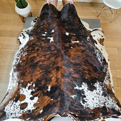 Tricolor Cowhide Rug Size 7'7" L x 6'11" W 9312