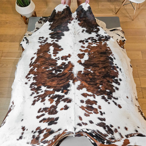 Tricolor Cowhide Rug Size 7'6" L x 7'3" W 9314