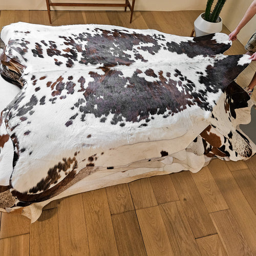 Tricolor Cowhide Rug Size 7'6" L x 7'3" W 9314