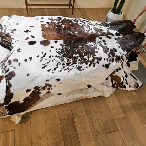 Tricolor Cowhide Rug Size 8'4" L x 7'4" W 9315