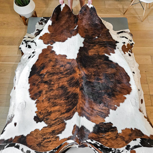 Tricolor Cowhide Rug Size 7'4" L x 7'1" W 9317