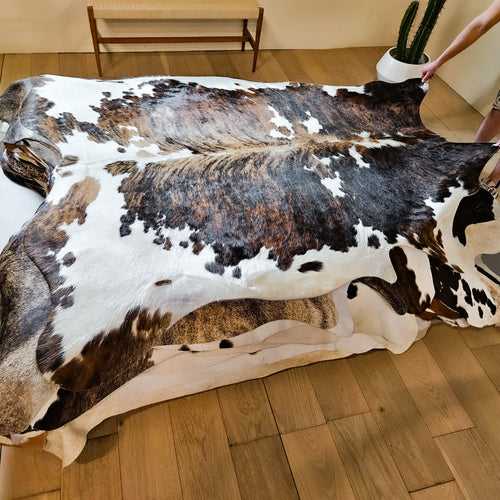 Tricolor Cowhide Rug Size 7'4" L x 7'1" W 9323