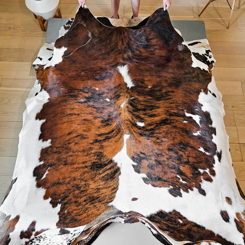 Tricolor Cowhide Rug Size 7'0" L x 6'10" W 9325