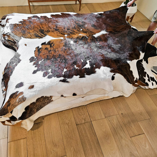 Tricolor Cowhide Rug Size 7'0" L x 6'10" W 9325