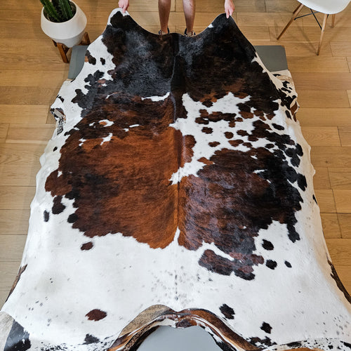 Tricolor Cowhide Rug Size 7'10" L x 7'8" W 9326