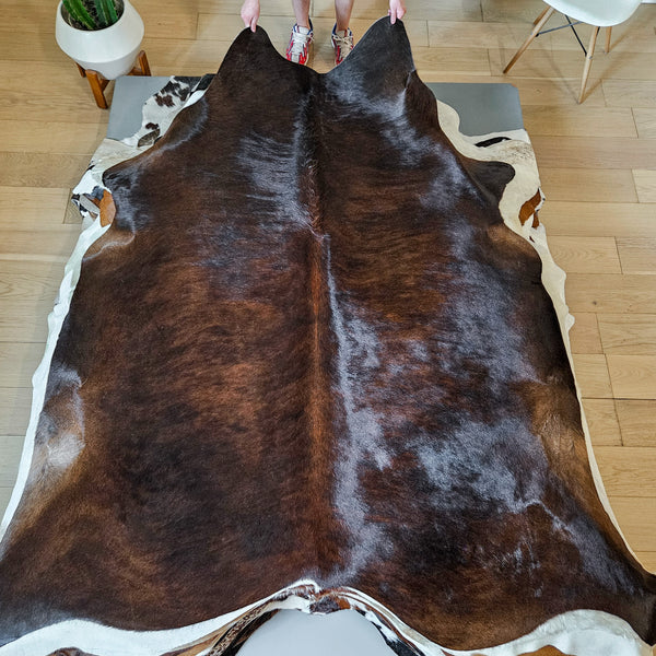 Brazilian Dark Brindle Cowhide Rug Size 7'1" L x 7'2" W 9336