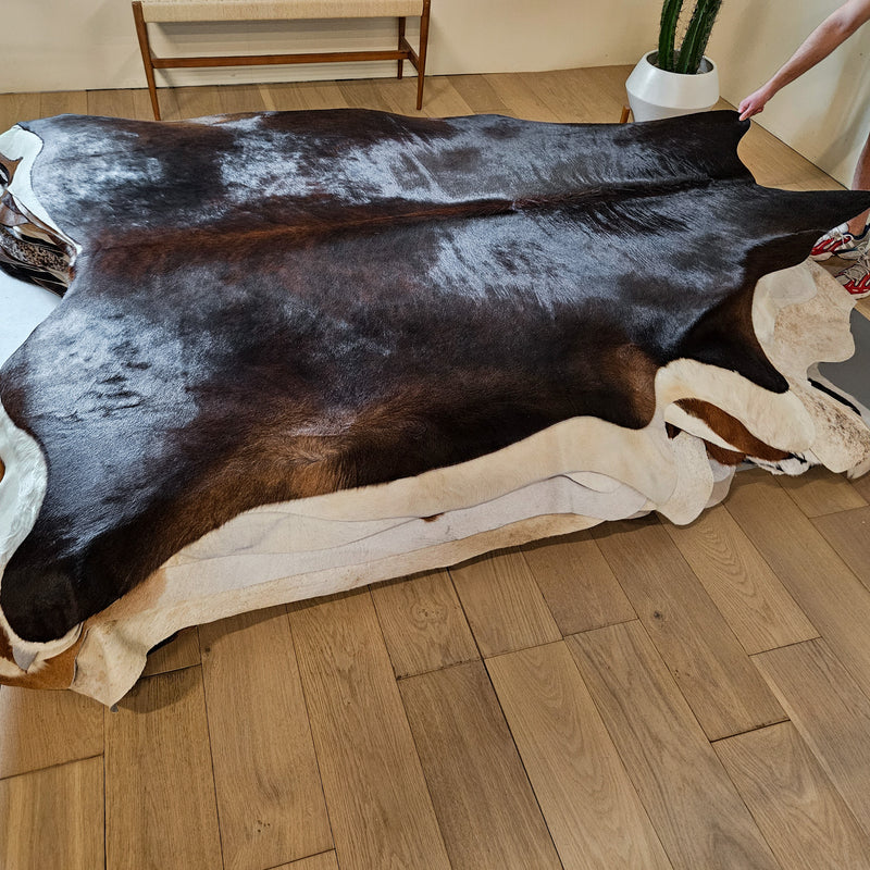 Brazilian Dark Brindle Cowhide Rug Size 7'1" L x 7'2" W 9336