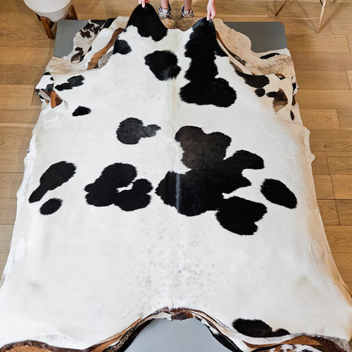 Brazilian Black and White Cowhide Rug Size 7'0" L x 6'7" W 9340