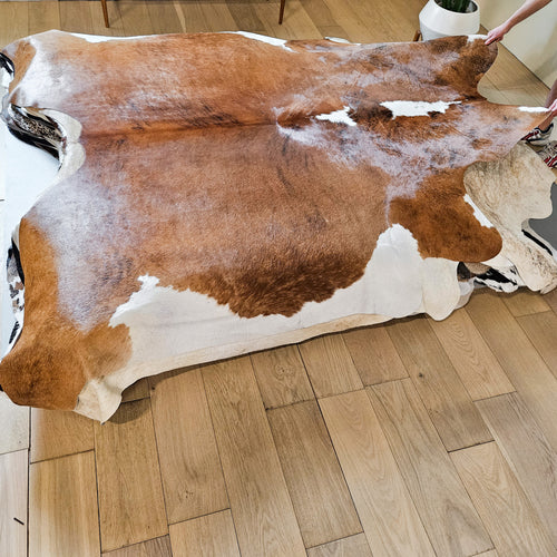 Brazilian Brindle White Belly Cowhide Rug Size 8'1" L x 8'2" W 9346