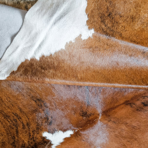 Brazilian Brindle White Belly Cowhide Rug Size 8'1" L x 8'2" W 9346