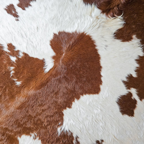 Brazilian Brown and White Cowhide Rug Size 6'9" L x 6'4" W 9348