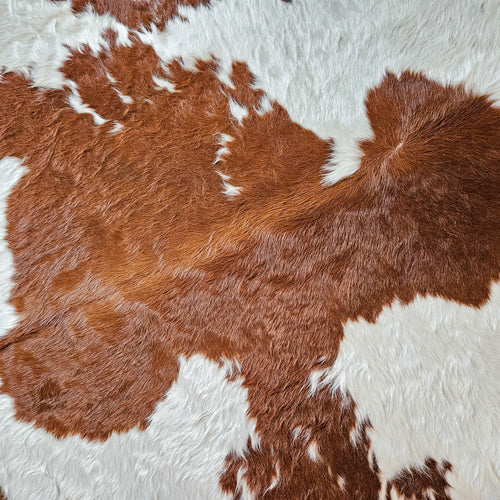 Brazilian Brown and White Cowhide Rug Size 6'9" L x 6'4" W 9348