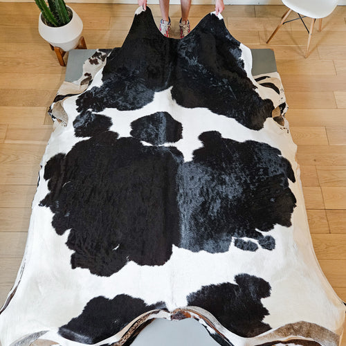 Brazilian Black and White Cowhide Rug Size 8'4" L x 6'1" W 9352