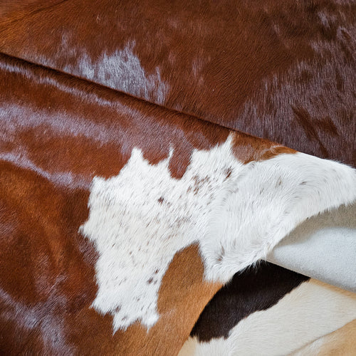 Brazilian Brown and White Cowhide Rug Size 7'9" L x 7'9" W 9360