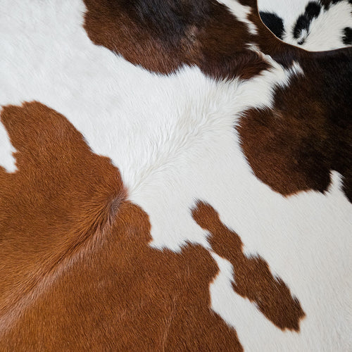 Brazilian Chocolate and White Cowhide Rug Size 5'6" L x 5'9" W 9376