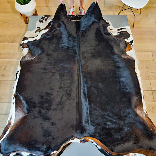 Brazilian Black Cowhide Rug Size 7'7" L x 6'11" W 9383