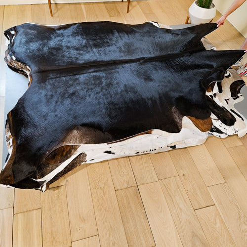 Brazilian Black Cowhide Rug Size 7'7" L x 6'11" W 9383