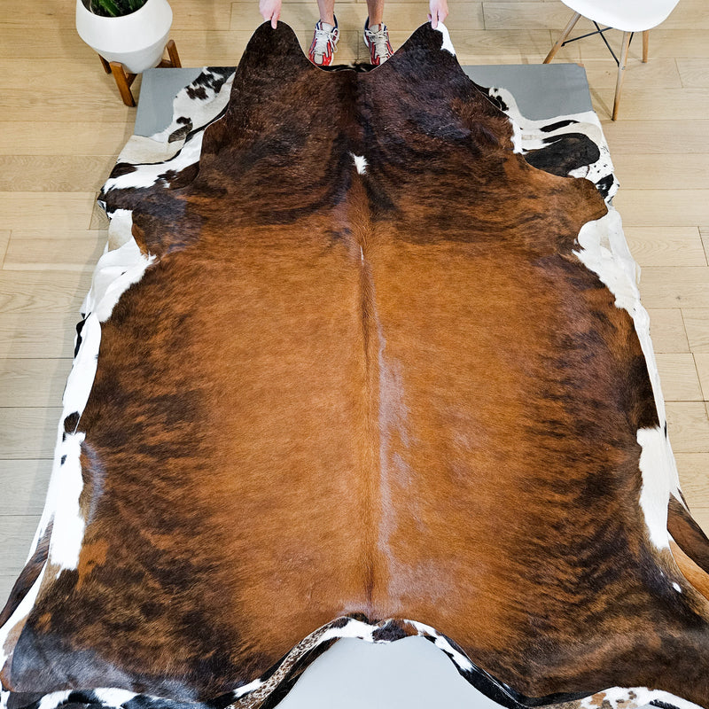 Brazilian Brindle Cowhide Rug Size 7'6" L x 6'6" W 9384