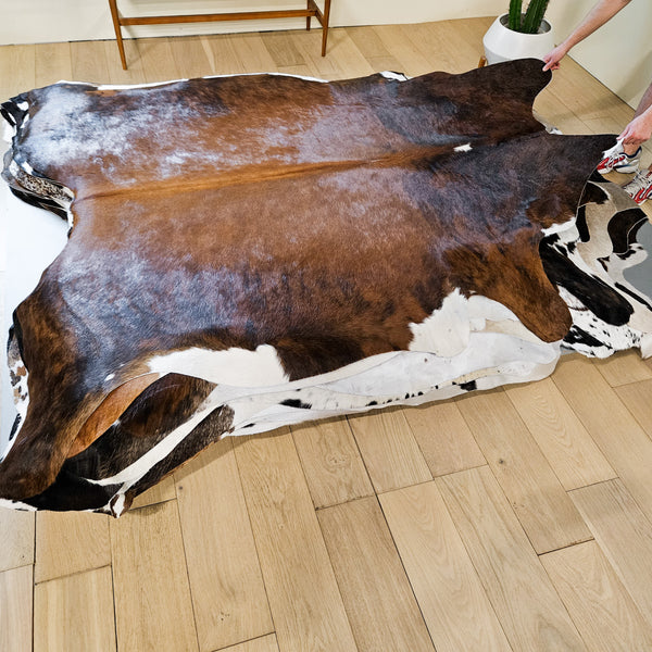 Brazilian Brindle Cowhide Rug Size 7'6" L x 6'6" W 9384