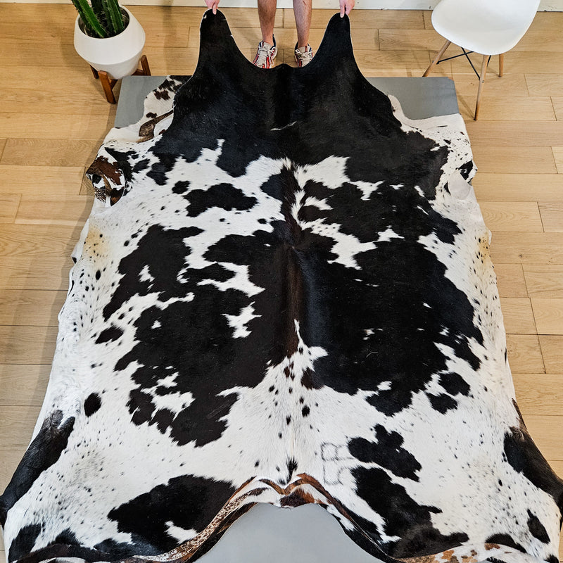 Black and White Cowhide Rug Size 8'6" L x 7'8" W 9395