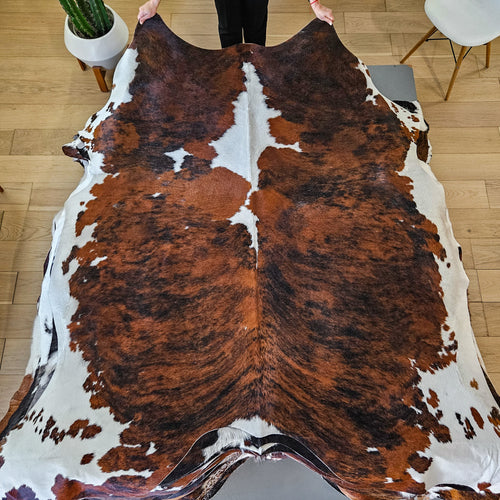 Tricolor Cowhide Rug Size 7'3" L x 7'5" W 9408