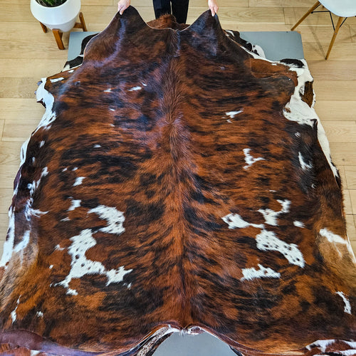 Tricolor Cowhide Rug Size 6'6" L x 6'10" W 9413