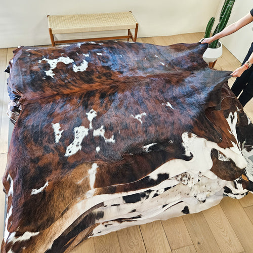 Tricolor Cowhide Rug Size 6'6" L x 6'10" W 9413