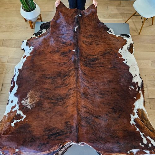 Tricolor Cowhide Rug Size 7'1" L x 6'11" W 9414