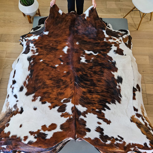 Tricolor Cowhide Rug Size 6'8" L x 6'7" W 9417