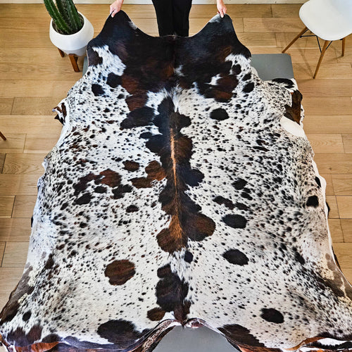 Tricolor Cowhide Rug Size 7'4" L x 7'0" W 9420