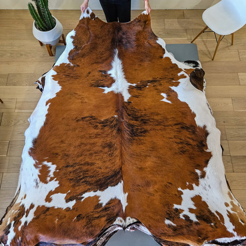 Tricolor Cowhide Rug Size 7'8" L x 7'1" W 9421