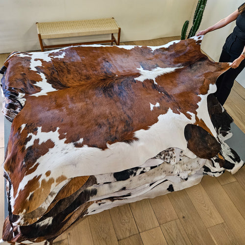 Tricolor Cowhide Rug Size 7'8" L x 7'1" W 9421