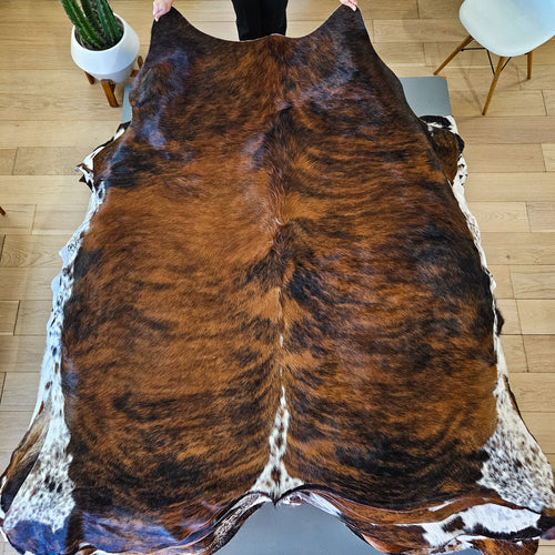 Tricolor Cowhide Rug Size 7'9" L x 7'2" W 9422