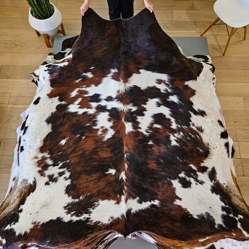 Tricolor Cowhide Rug Size 6'10" L x 6'8" W 9423