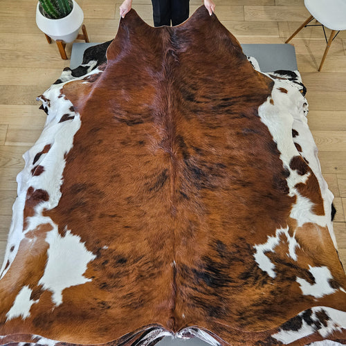 Tricolor Cowhide Rug Size 6'6" L x 6'3" W 9427