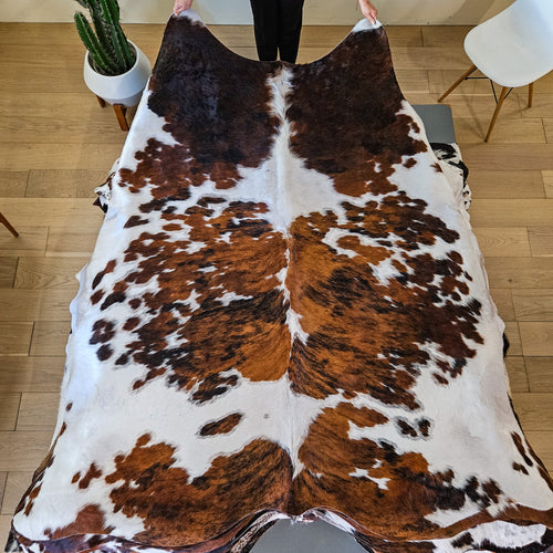 Tricolor Cowhide Rug Size 7'9" L x 6'11" W 9428