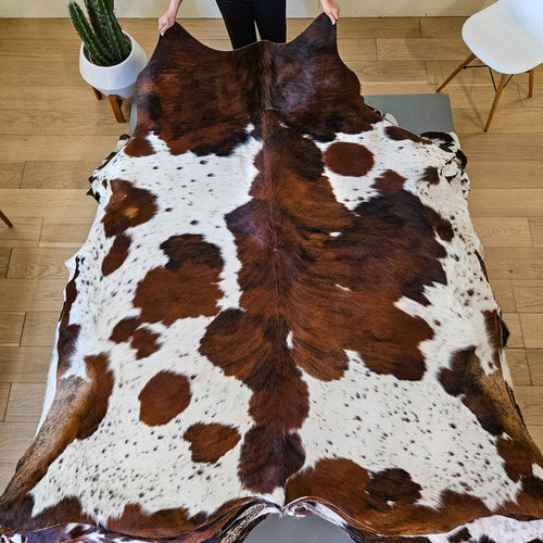 Tricolor Cowhide Rug Size 7'5" L x 7'3" W 9429