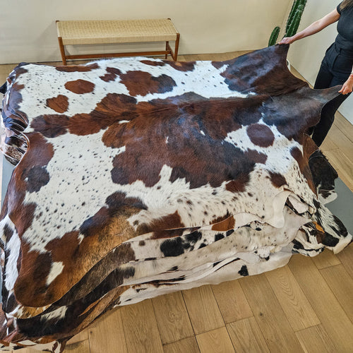 Tricolor Cowhide Rug Size 7'5" L x 7'3" W 9429