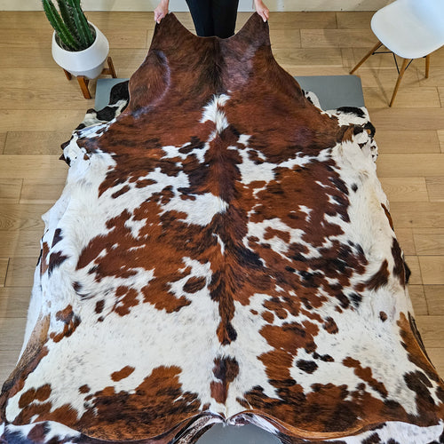 Tricolor Cowhide Rug Size 7'3" L x 6'7" W 9430