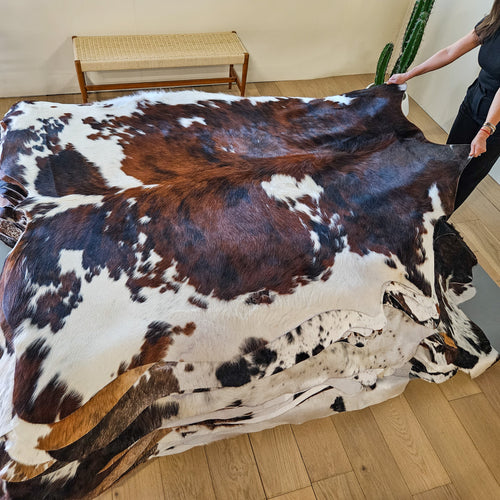 Tricolor Cowhide Rug Size 7'3" L x 6'4" W 9432