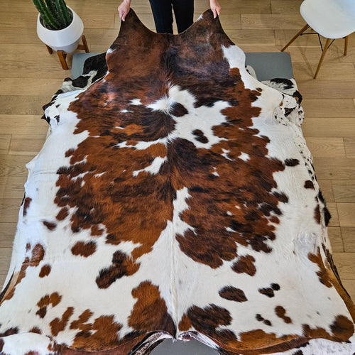 Tricolor Cowhide Rug Size 6'11" L x 6'5" W 9433