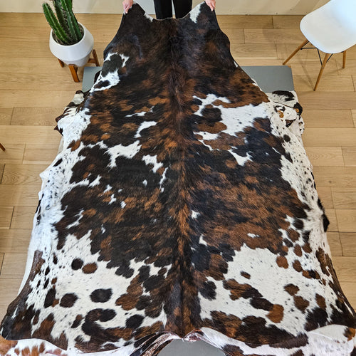 Tricolor Cowhide Rug Size 7'9" L x 7'4" W 9435