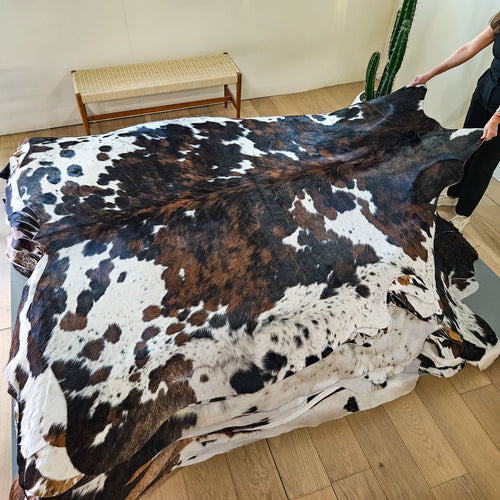 Tricolor Cowhide Rug Size 7'9" L x 7'4" W 9435