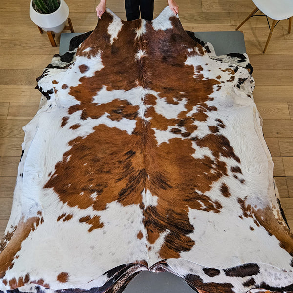 Tricolor Cowhide Rug Size 6'10" L x 6'9" W 9436