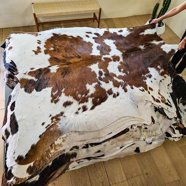 Tricolor Cowhide Rug Size 6'10" L x 6'9" W 9436