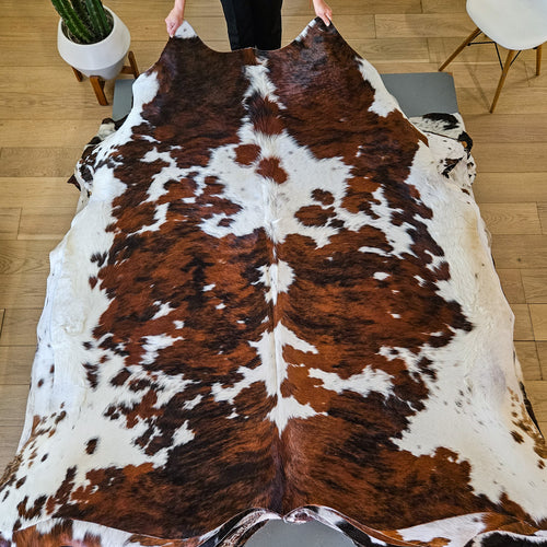 Tricolor Cowhide Rug Size 6'8" L x 7'0" W 9438