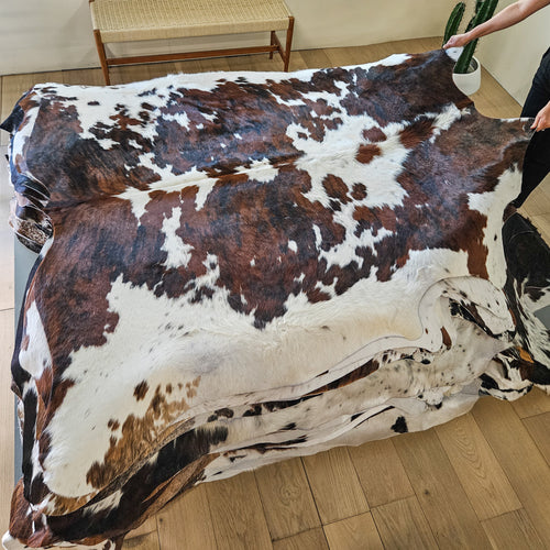 Tricolor Cowhide Rug Size 6'8" L x 7'0" W 9438