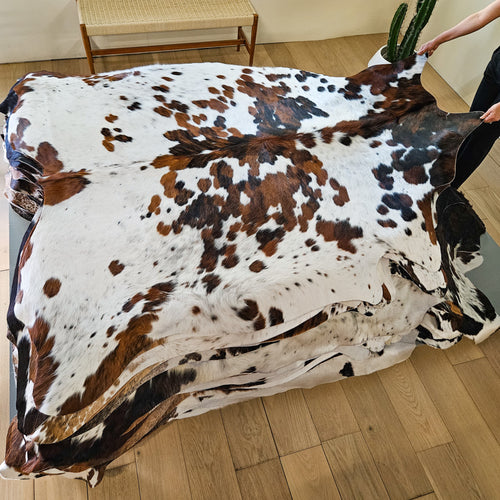 Tricolor Cowhide Rug Size 7'6" L x 6'10" W 9439