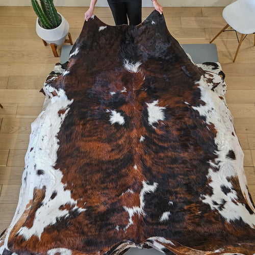 Tricolor Cowhide Rug Size 6'9" L x 6'2" W 9440